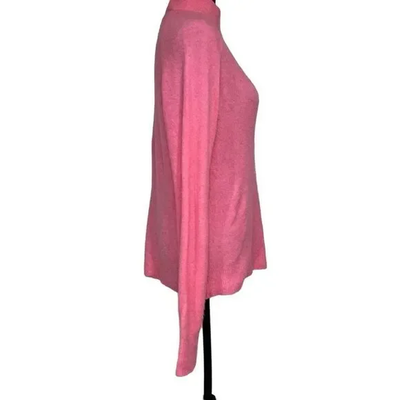 Baby pink J. Crew mock neck wool blend sweater with side collar buttons - Picture 2 of 6